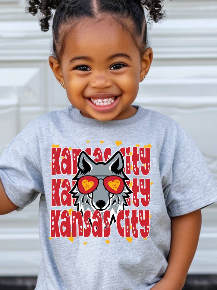 Kansas City Wolf with Sunglasses Tshirt for wholesale by GritNGraceGirlCo