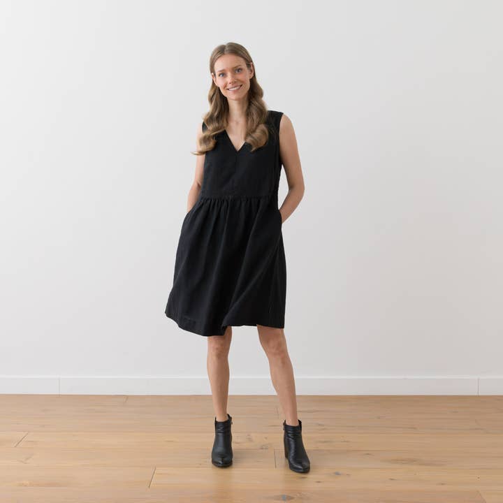 Linen Dress Black Charlotte for wholesale by LinenMe