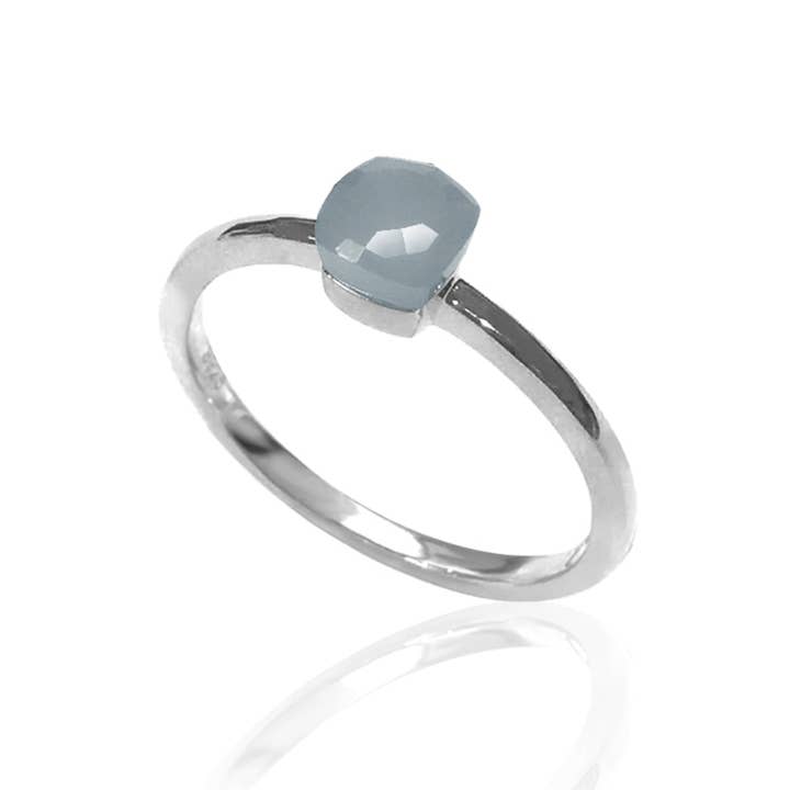 Mineral ring - rhodium-plated silver - 12 - chalcedony for wholesale by Buganto