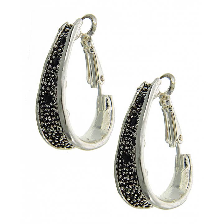 Boucles d'oreilles à clip en métal ovales en strass FR3731 pour la vente par 0011 PREMIERE