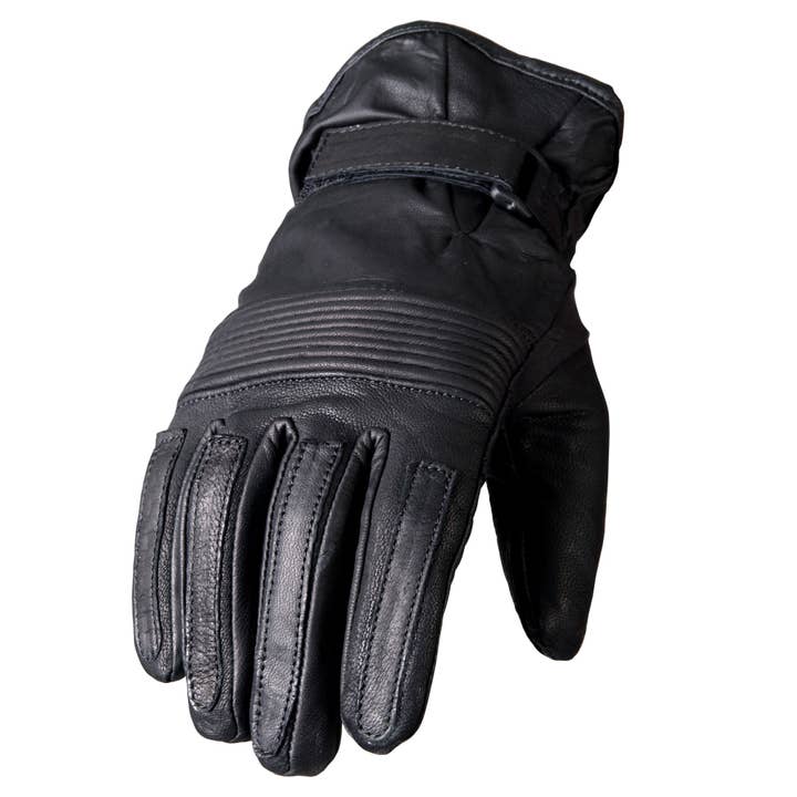 BLK Guantes de piel sin forro GVM1002 Ribbed Knuckles de Hot Leathers de venta al por mayor en Faire