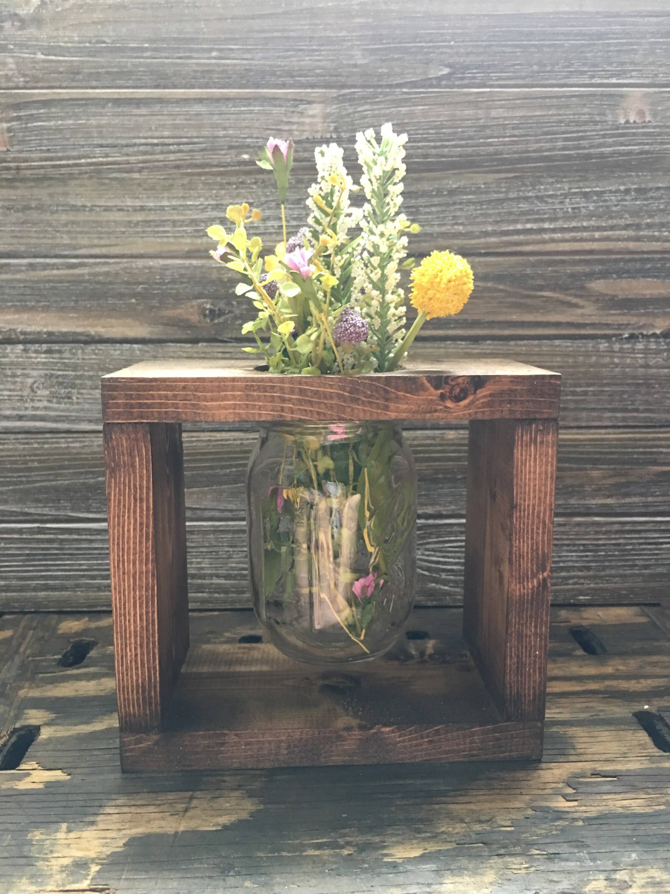 From the Field PGH – wholesale Vase – Wooden Mason Jar Vase - Rustic Decor - Wedding Centerpiece3