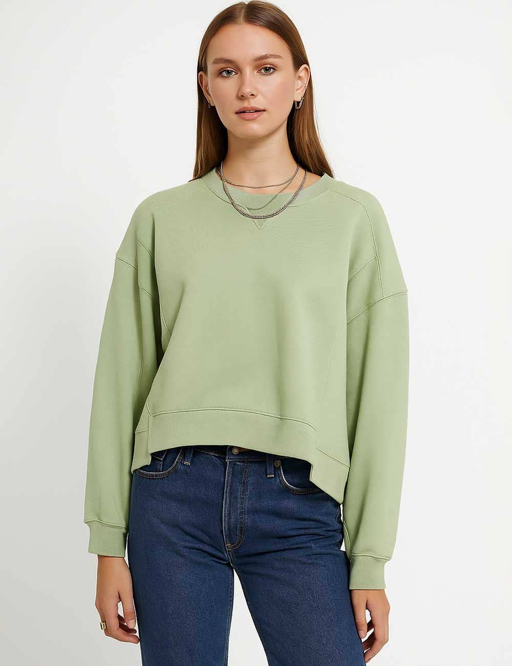 Sweetkama - Wholesale Sweatshirt - Women's - Ladies Solid Color Cropped Pullover SKT5238