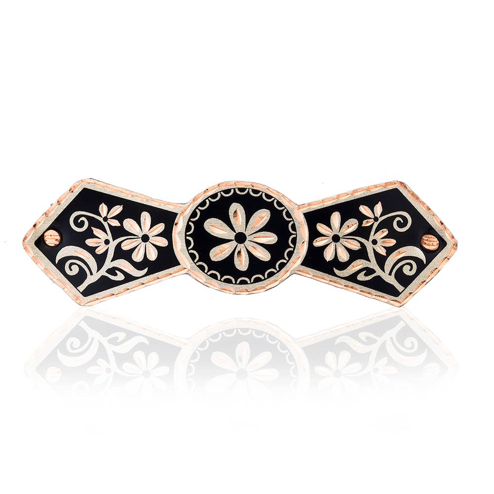 COPPER ARTS INC. - Wholesale Hair Clip - Women's - HR 13 Black Flower Copper Hair Clip0