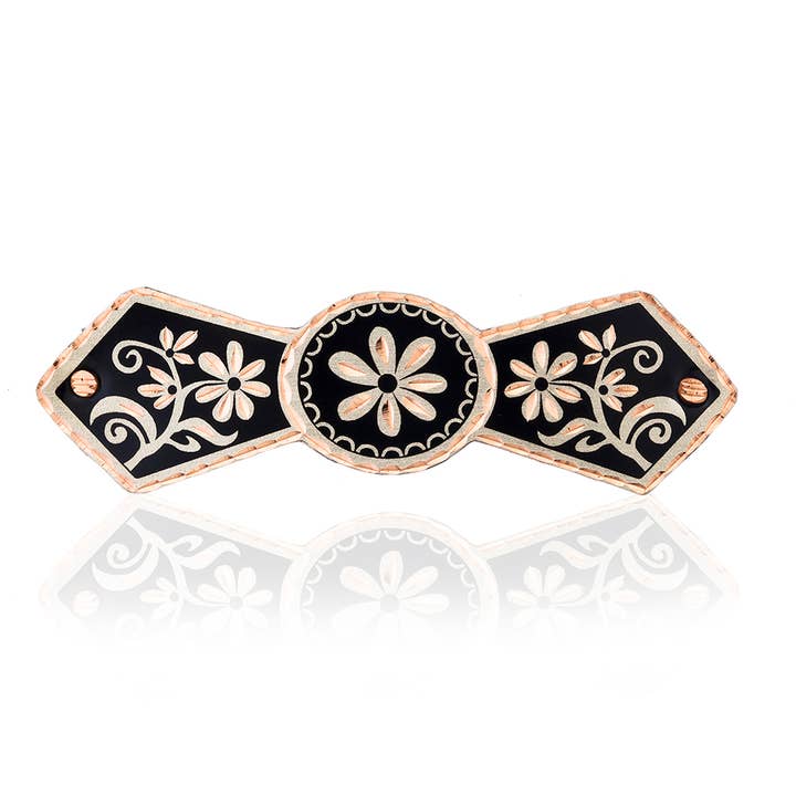 COPPER ARTS INC. - Wholesale Hair Clip - Women's - HR 13 Black Flower Copper Hair Clip