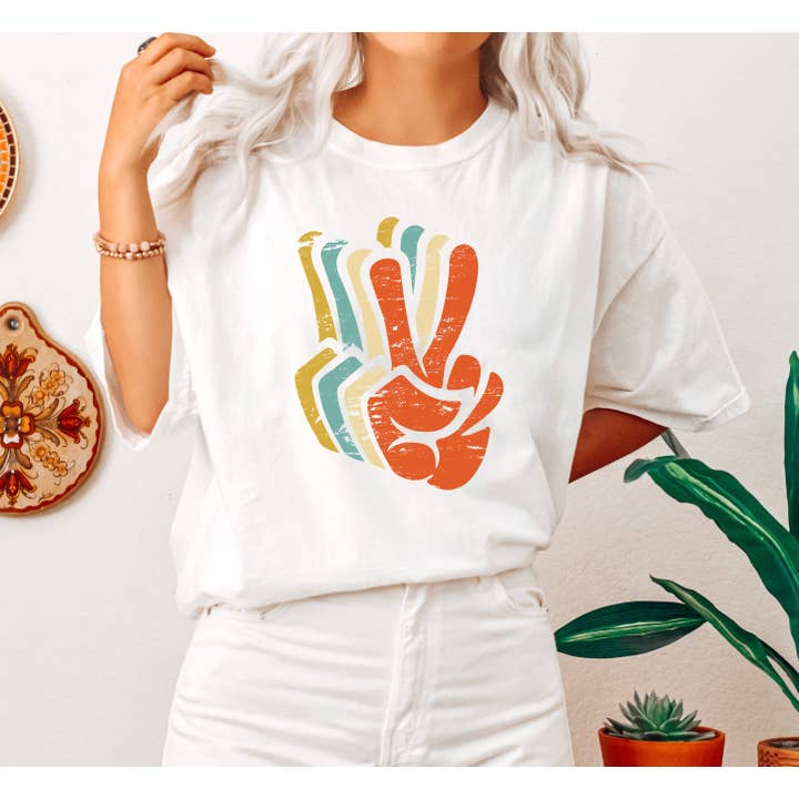 Retro Colors Peace T-Shirt for wholesale by Refinery Number One LLC