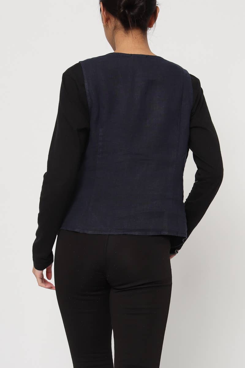 LÉA & LUC - Wholesale Button Down Shirt - Women's - Sleeveless shirt in 100% Linen REF. 51464