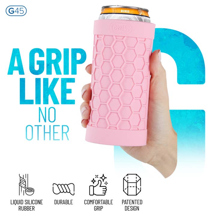The G45 - Wholesale Drink Huggers & Koozies - G45 Slim Can Cooler, Silicone Rubber, 12 oz Slim Cans5