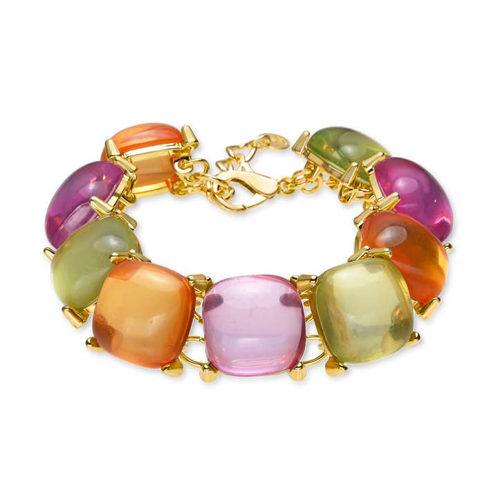 Pulsera Tosab con cristales multicolores bañada en oro amarillo de 18k para venta al por mayor de Luxenter