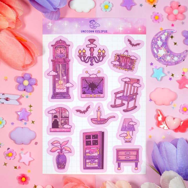 Feuille d'autocollants Maison hantée pour la vente par Unicorn Eclipse