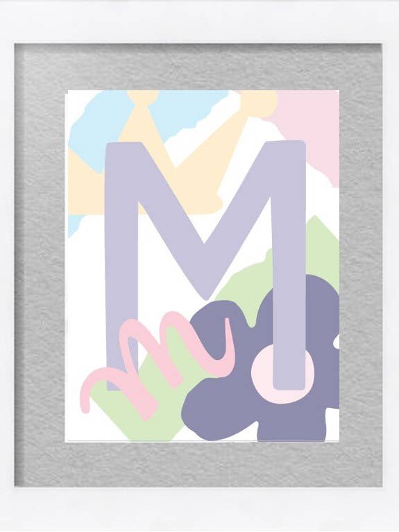 Lettera principale con fiore, lavanda - stampa murale per la vendita all'ingrosso da parte di Mighty Violet Design