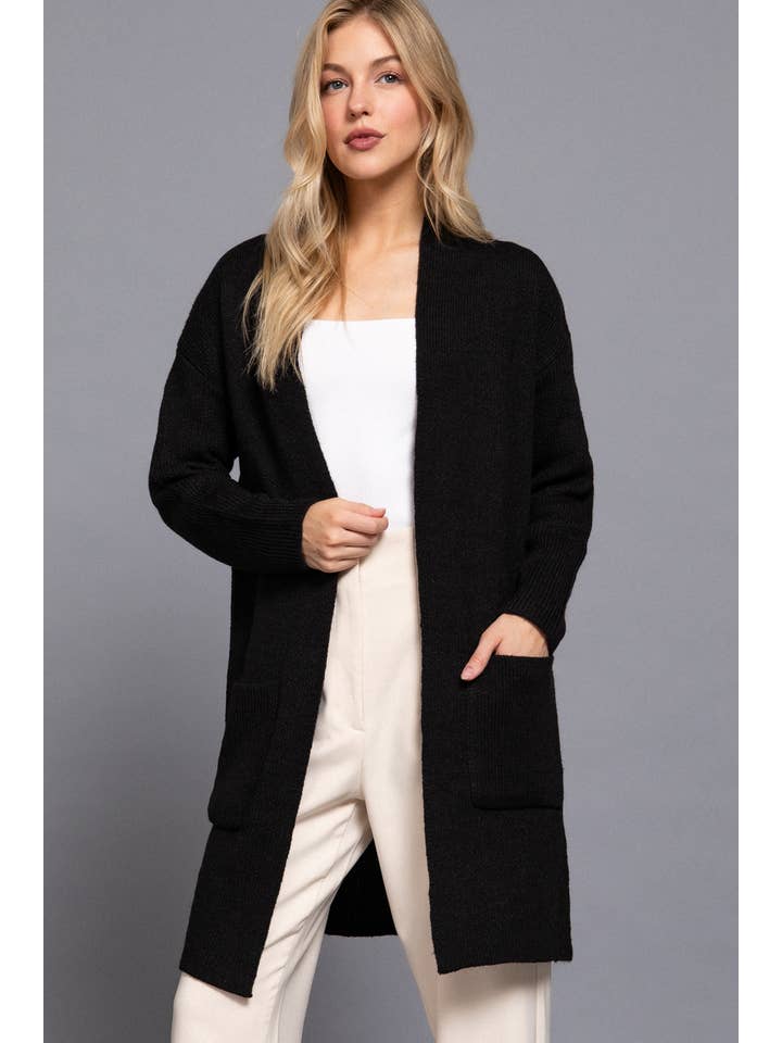 Active Basic | Active USA - Wholesale Cardigan - Women's - Long Sleeve with Pocket Open Sweater Cardigan