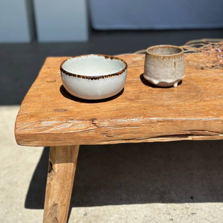 Office Objets - Venta al por mayor Mesas auxiliares - Mesa baja pequeña de teca rubia cuadrúpeda H:30 L:63,5 l:4063