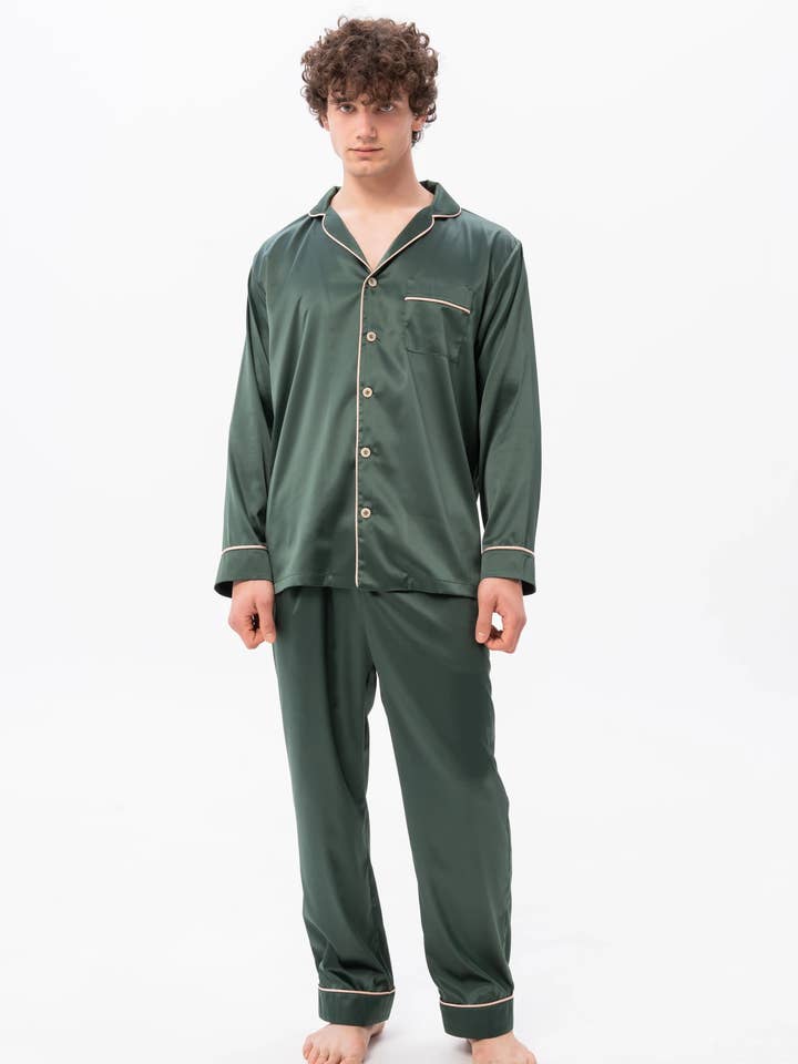 IDENTITY LINGERIE – Pijamas - Homem por atacado – Pijama de Seda Masculino para Homem Pijama PJama de Cetim Pijama de Pijama Masculino PJama Masculino9