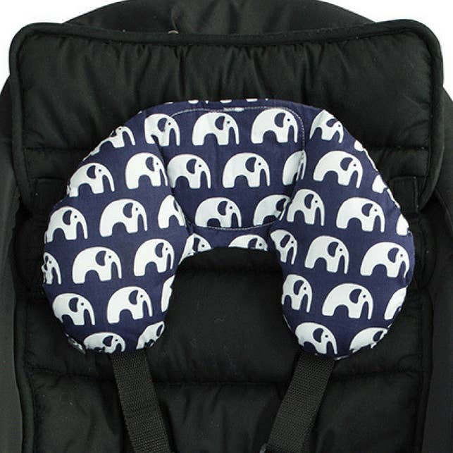 Head Hugger Neck Support - Navy Elephant for wholesale by Outlook Baby
