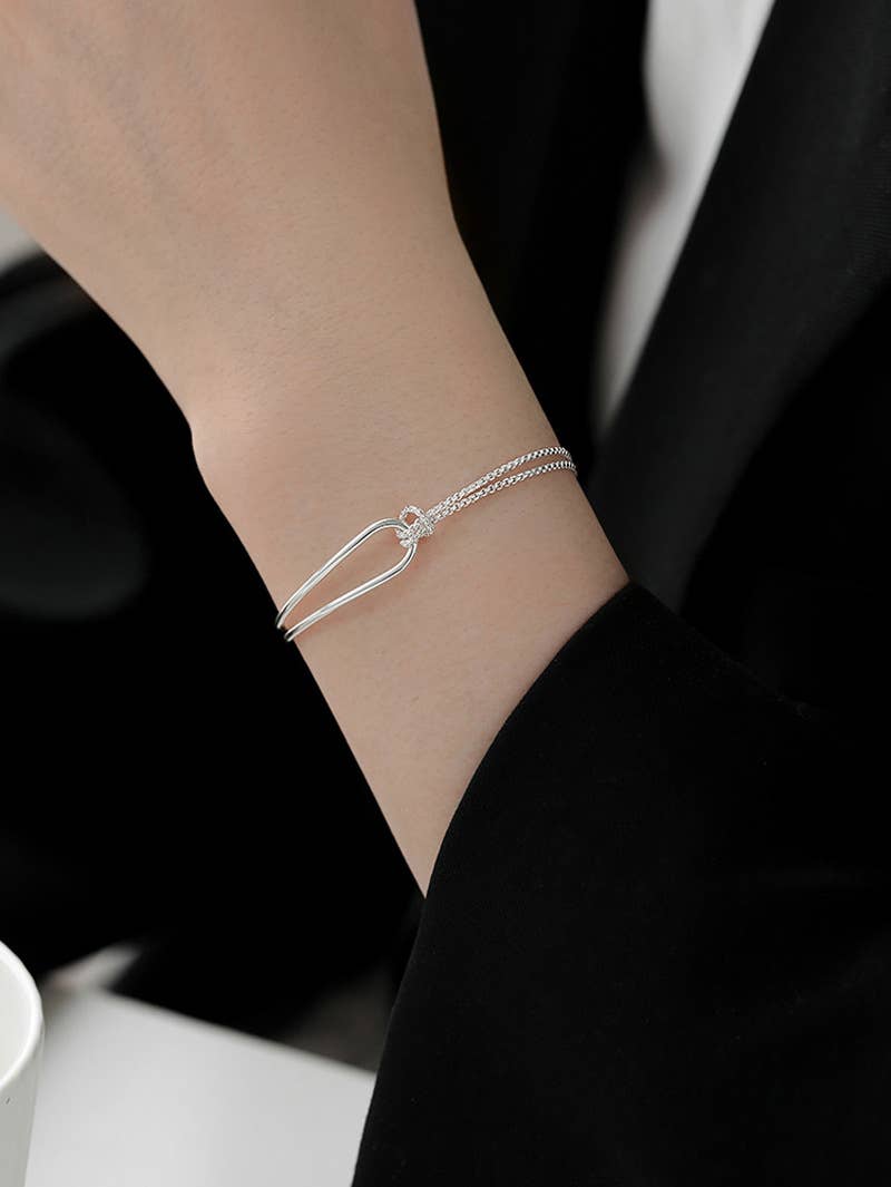 Gemscape UK - Wholesale Charm/Dangle Bracelet - Sterling Silver Half and Half Bracelet - Heart3