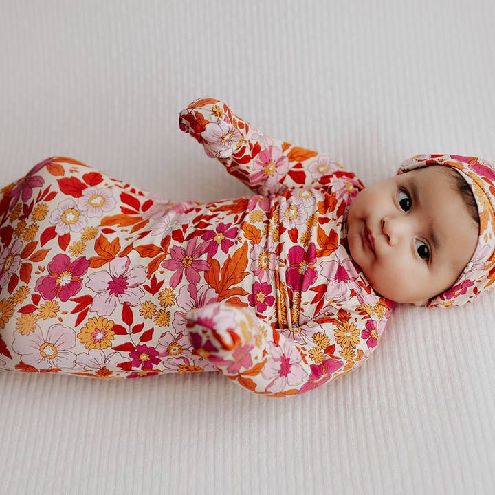 Three Little Tots - Wholesale Babygown - Baby - Wild Child Floral Hawaiian Knotted Gown13