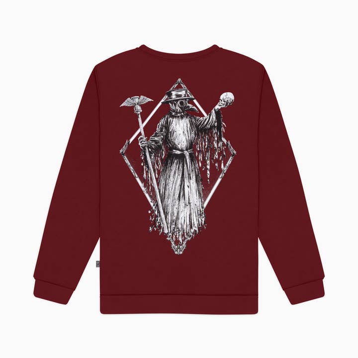 Black Plague Crewneck, Bordeaux. • For og bag for engroshandel hos Dolly Noire