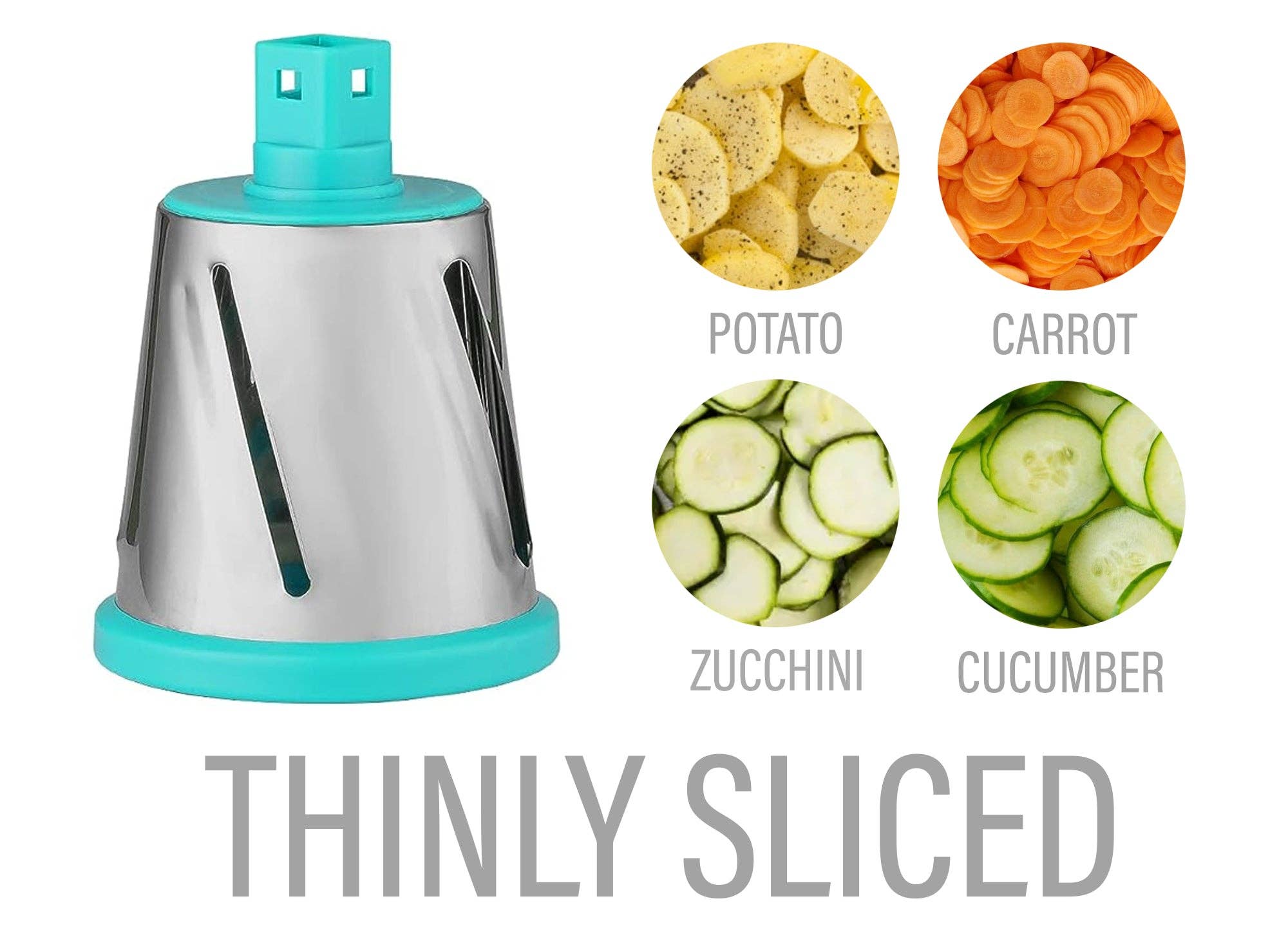 DE'VELO INC. - Vendita all'ingrosso Grattuge - Grattugia per Formaggio Rotante con Base a Ventosa e 3 Lame Intercambiabili12