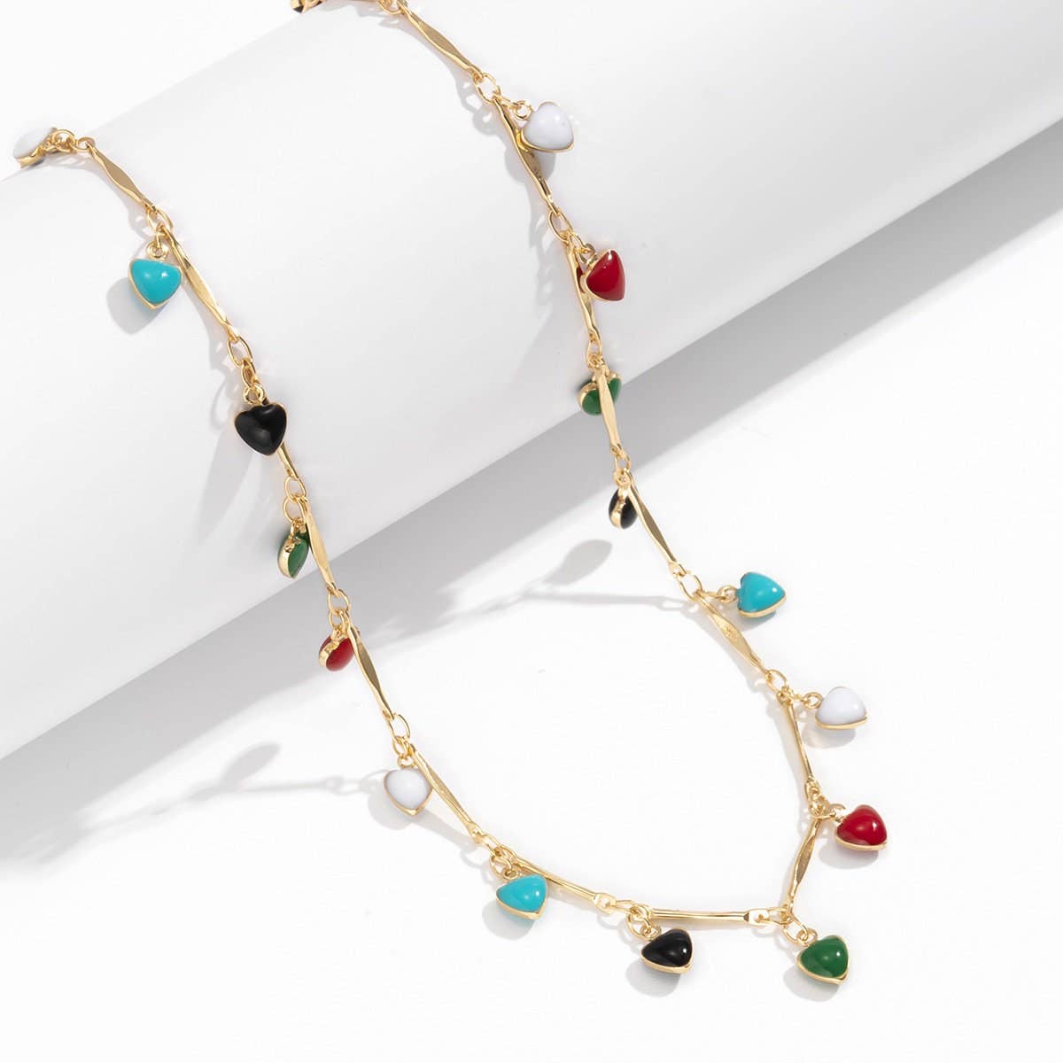 Perimade & Co. LLC - Wholesale Face/Body Chain - Boho Enamel Heart Charm Waist Belly Chain in Solid Copper0