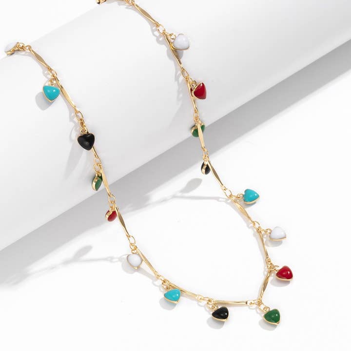 Perimade & Co. LLC - Wholesale Face/Body Chain - Boho Enamel Heart Charm Waist Belly Chain in Solid Copper