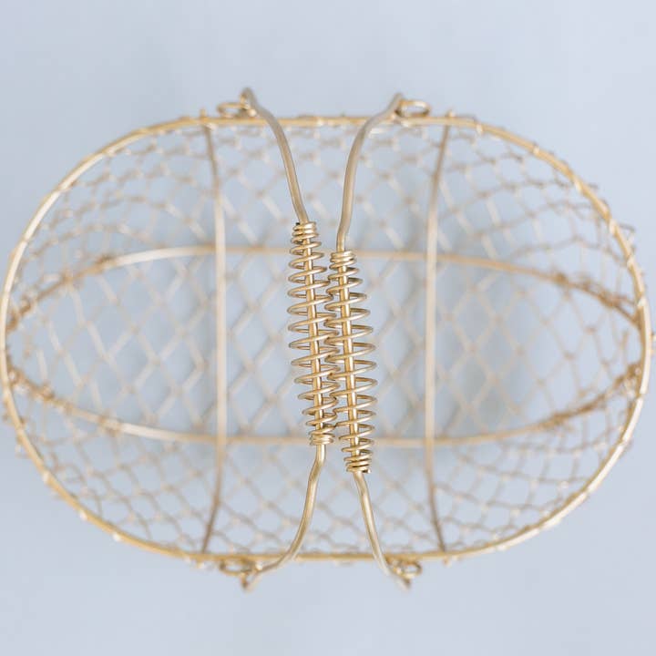 Indy Supply Co - Wholesale Basket - Champagne Gold Oblong Wire Basket | Shallow Gold Double Swin2