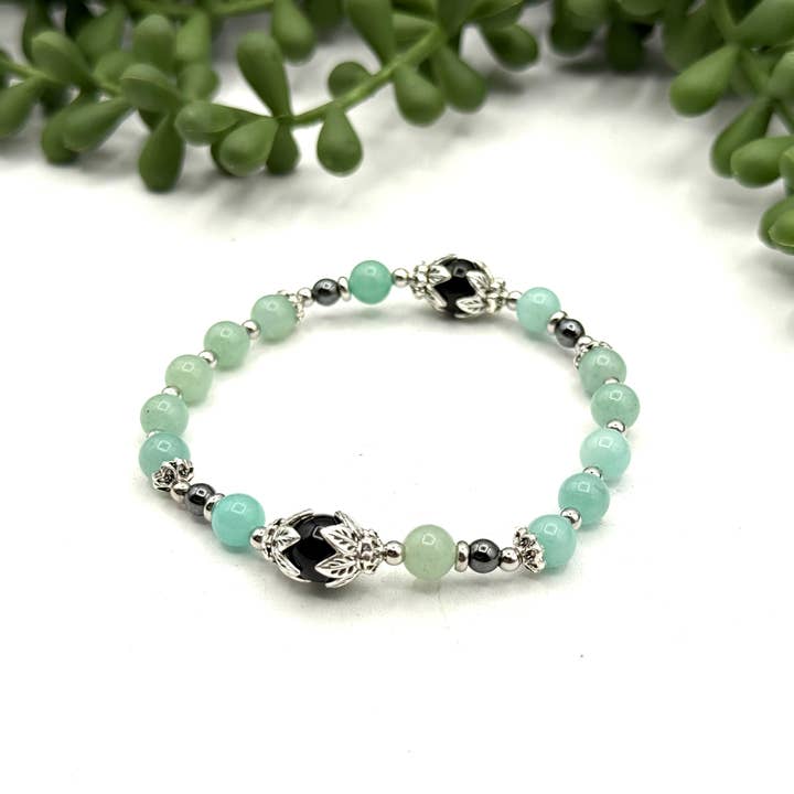 HOLD MY BOUNDARIES - Obsidian, Amazonite, Hematite Bracelet for wholesale by Meraki Gemstones