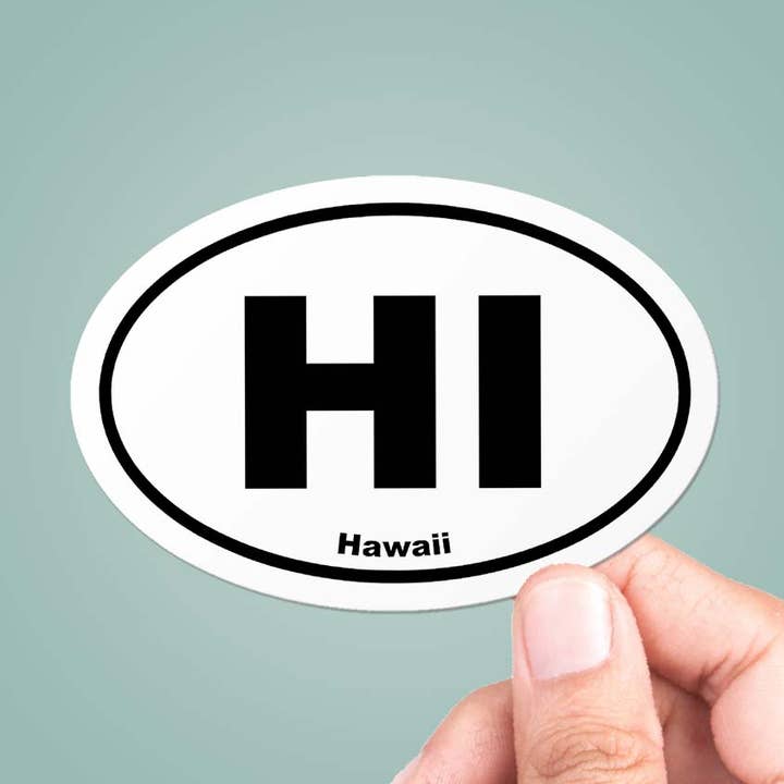 Hawaii HI State Oval Sticker Vinyl Decal for wholesale by CJ's Sticker Shop