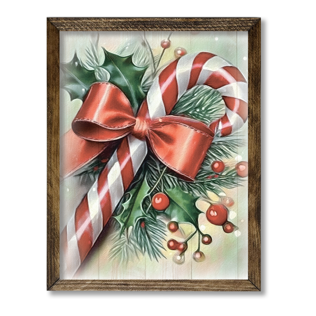 Jarmz Designs - Vendita all'ingrosso Decorazioni natalizie da parete - CORNICE TIMBERLAND, BASTONCINO DI ZUCCHERO, STILE RETRÒ0