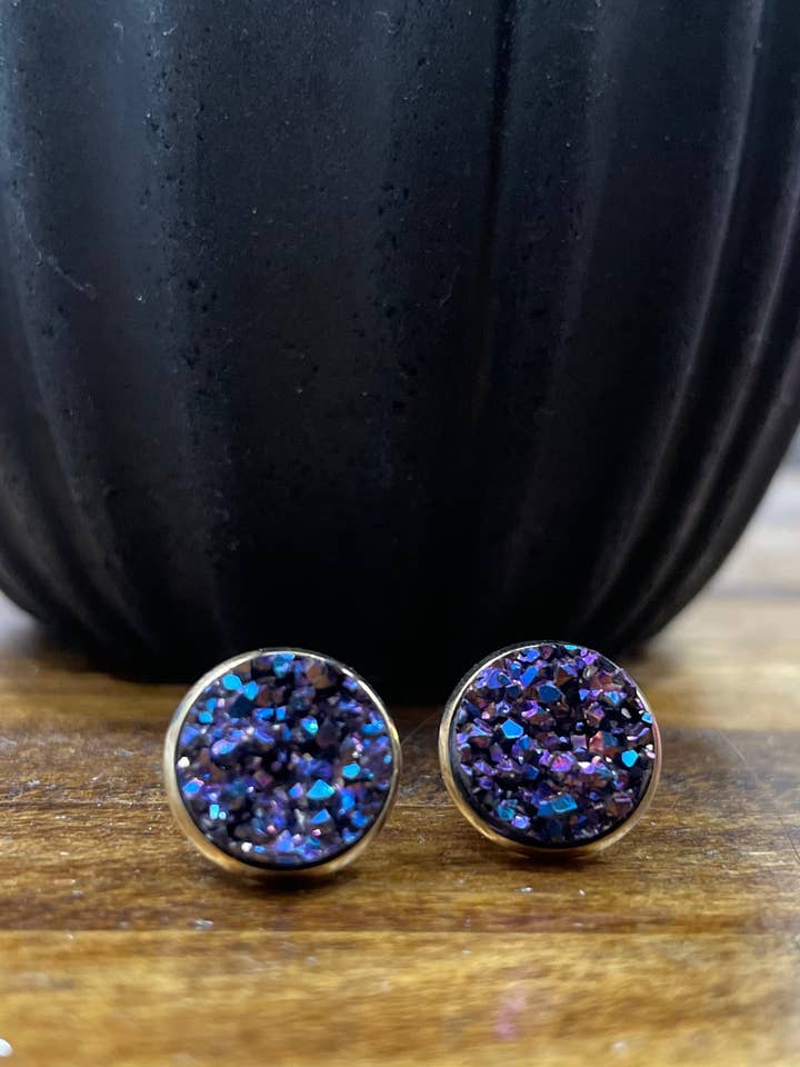 Purple Haze Druzy Stud Earring for wholesale by LC Designs