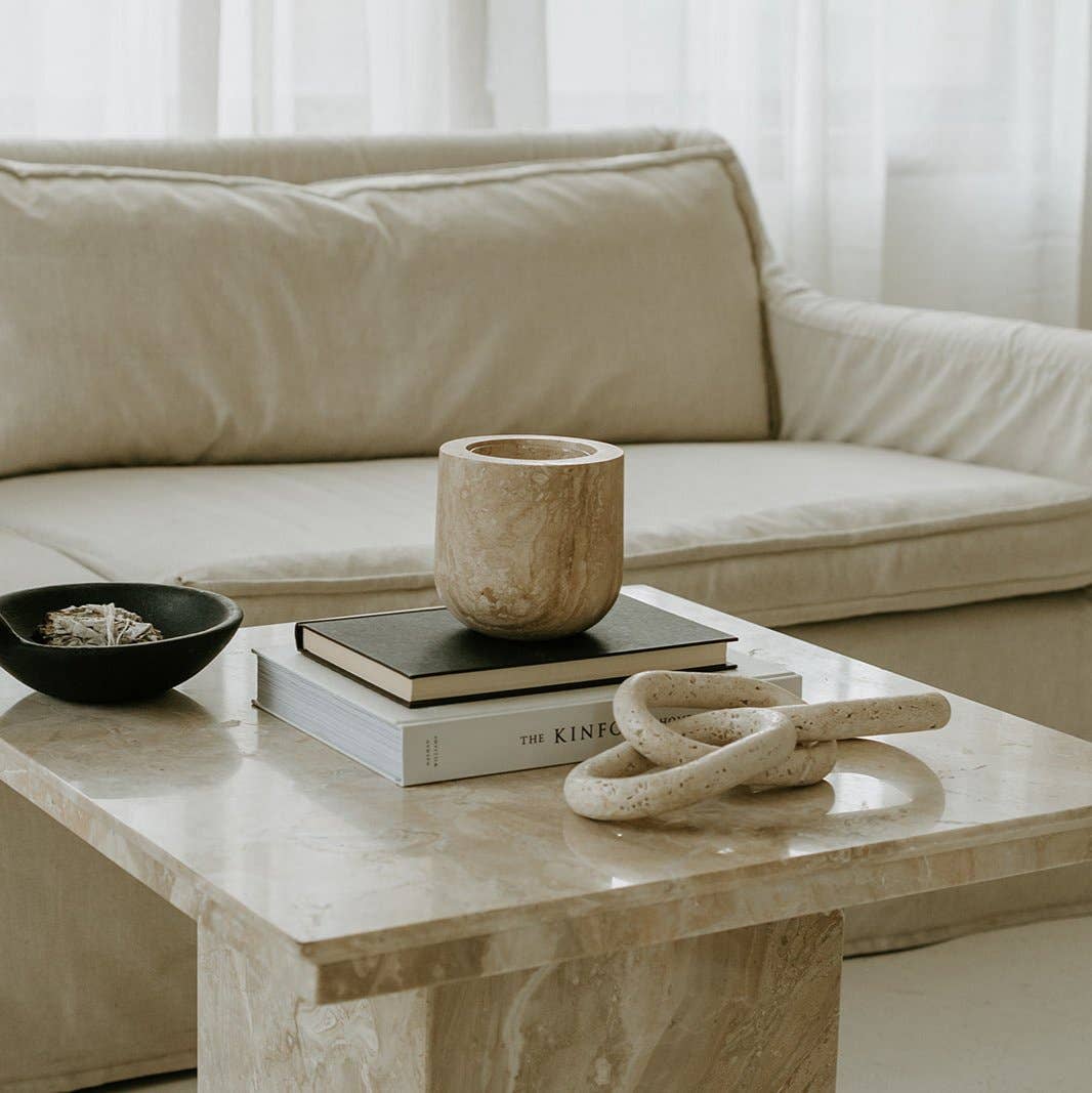 Last Candle Co - Wholesale Jar/Filled Candle - Beige Travertine Refillable Candle2