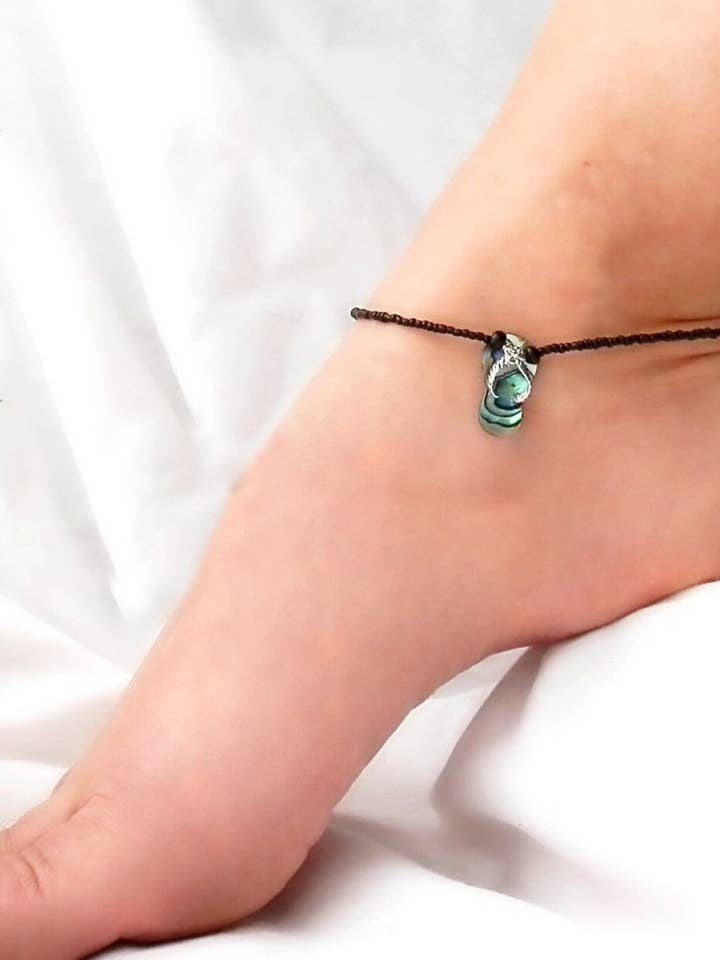 Enkelbandje Abalone Flip Flop Beach Enkelbandje Shell Jewelry Summer voor wholesale door AnkletAllure