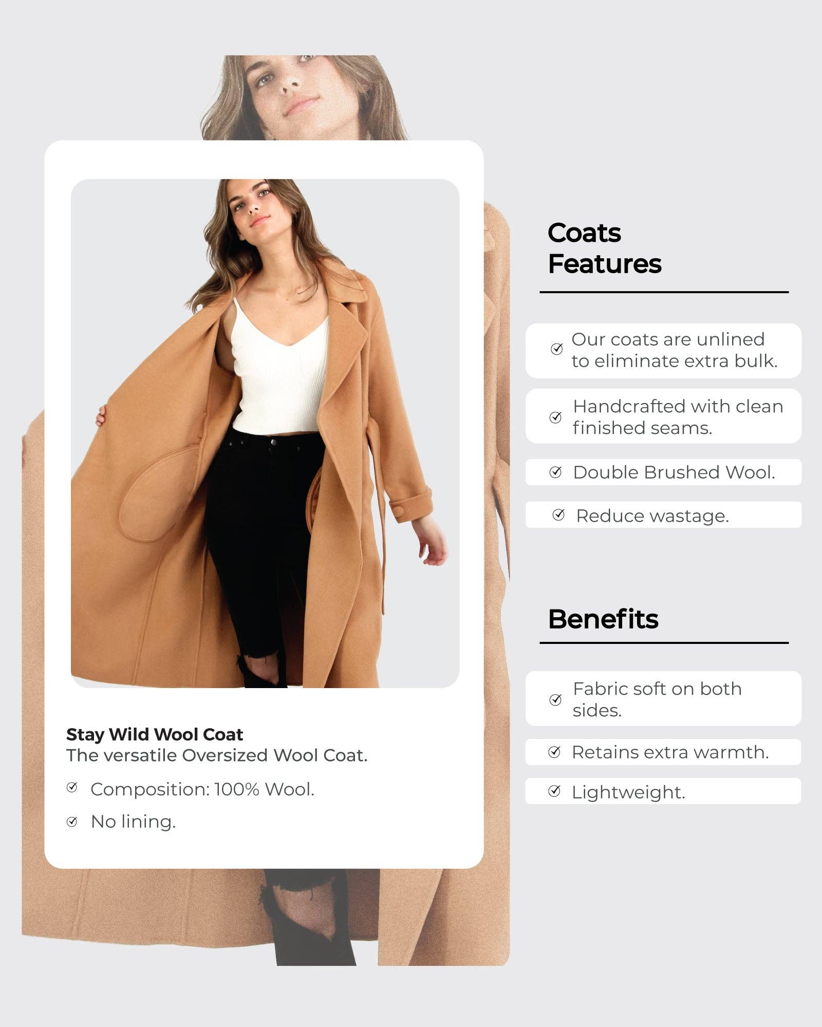 belle & bloom - Wholesale Coat - Women's - Stay Wild Oversized Wool Coat7