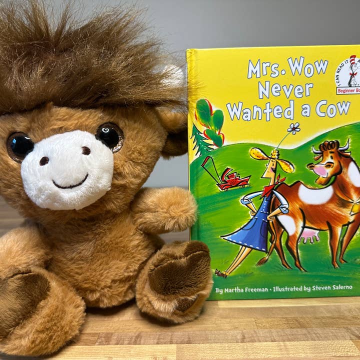 A Sra. Wow Nunca Quis uma Vaca + Peluche de Vaca das Terras Altas (Olhos Grandes) por atacado de Scribble & Scroll