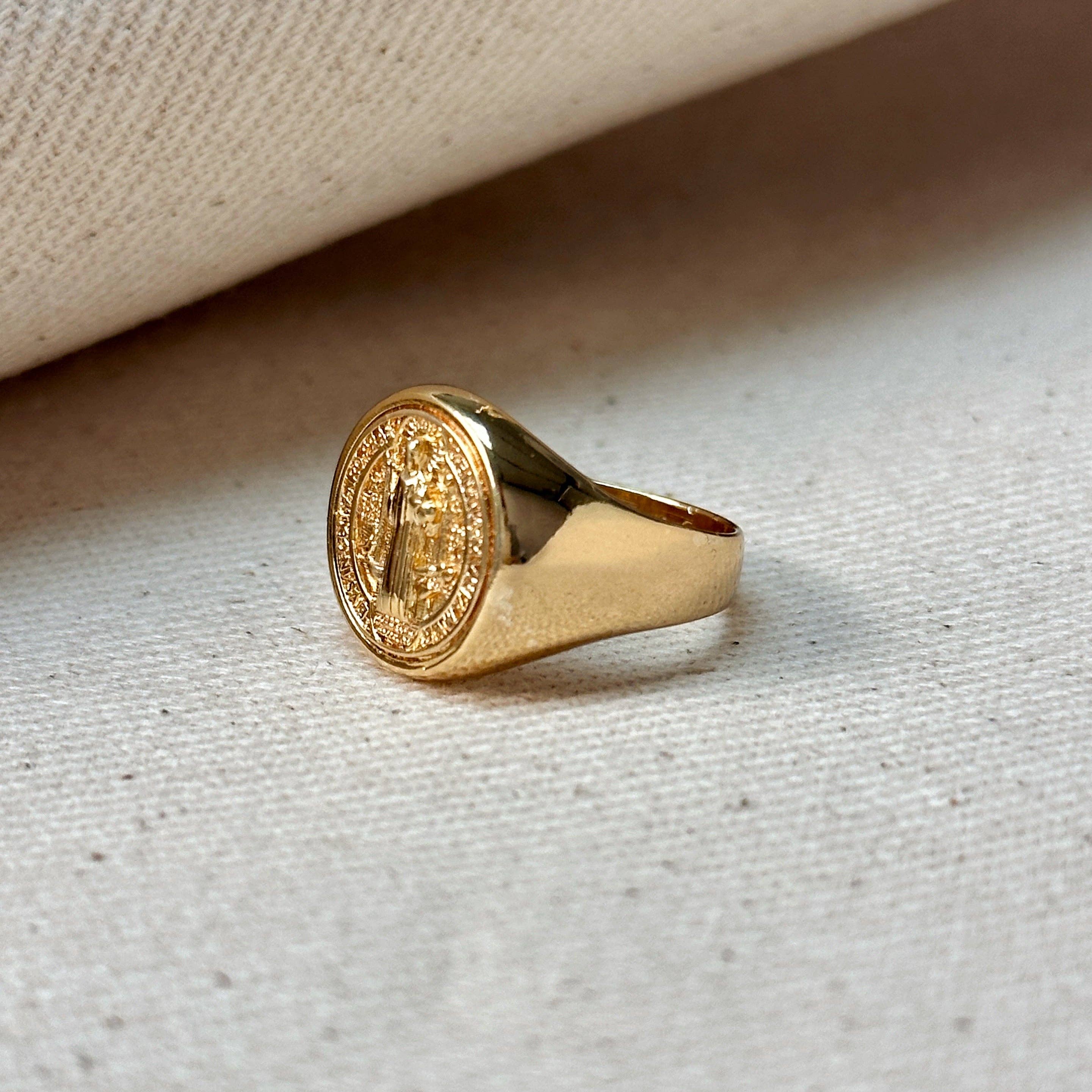GoldFi - Wholesale Signet Ring - 18k Gold Filled Saint Benedict Signet Ring4