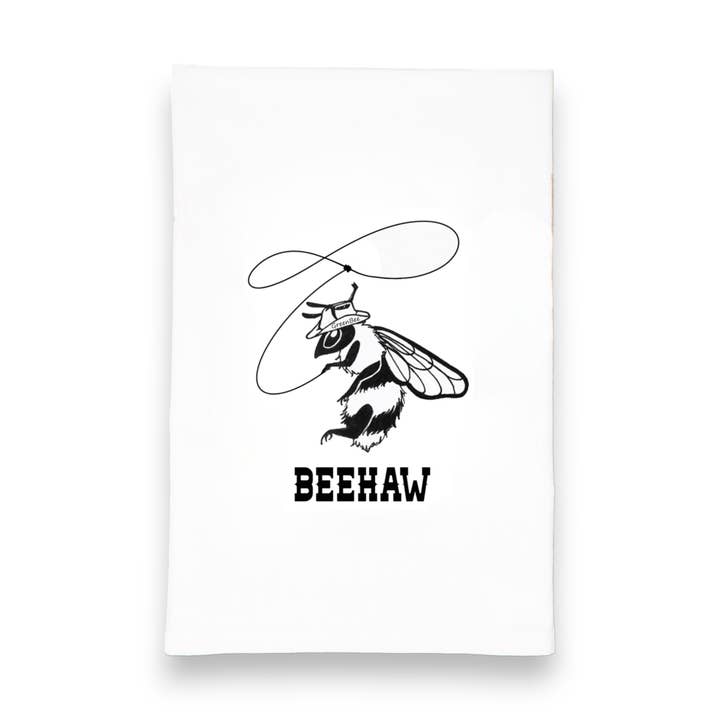 Green Bee Tea Towels - Wholesale Tea Towel - Cowboy Bee Dish Towel | Tea Towels | Funny Kitchen Towels