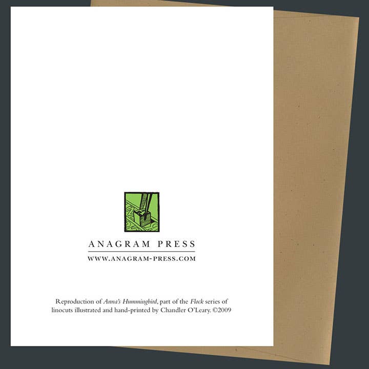 Anagram Press - Wholesale Everyday Greeting Card - Anna's Hummingbird Card2