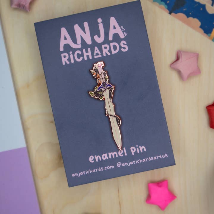 Thorned Sword Enamel Pin for wholesale by Anja Richards Art