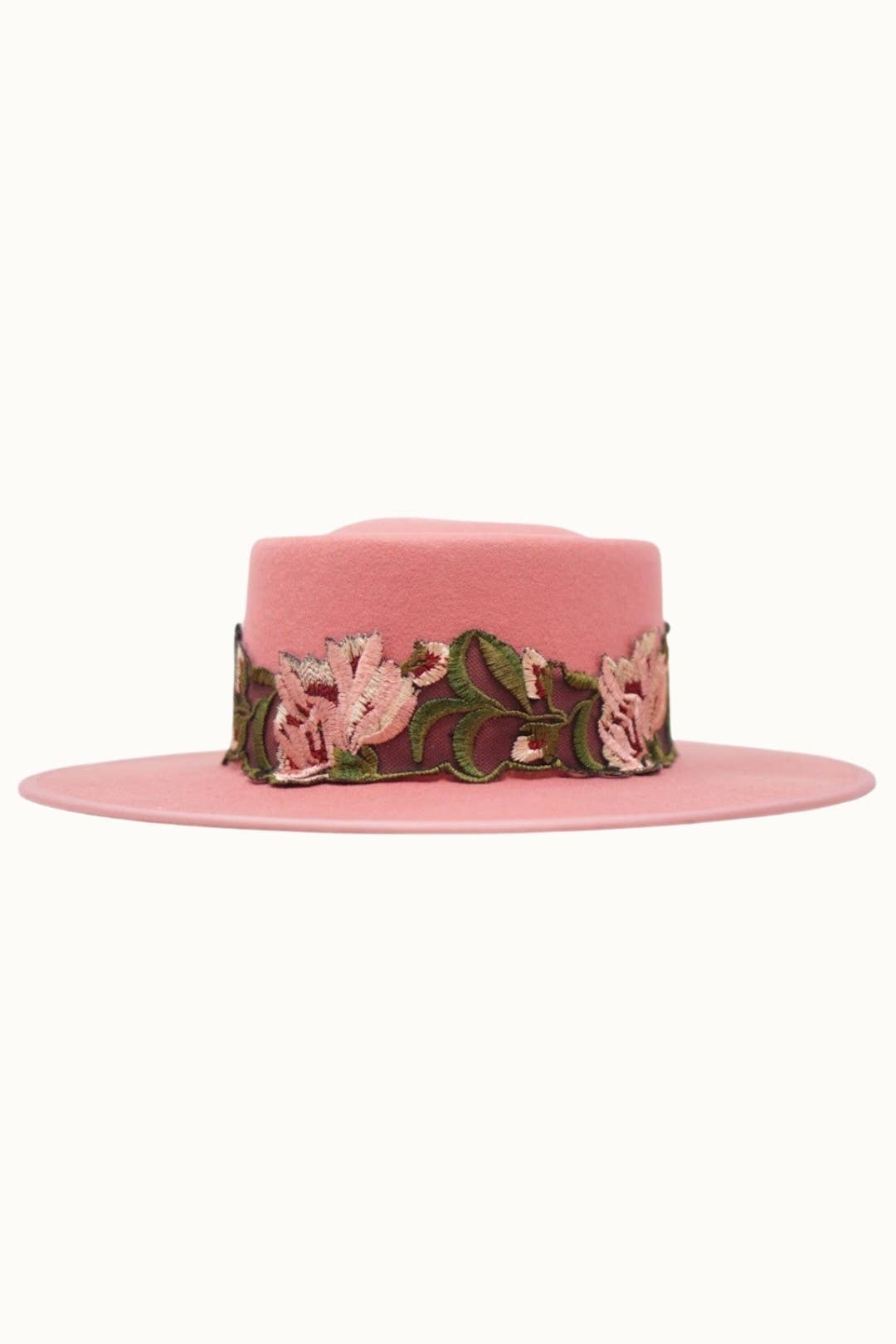 Olive & Pique - Wholesale Fedora - Women's - Lace Banded 100% Wool Felt Gambler Hat, Satin Lined, Unisex, Blush2