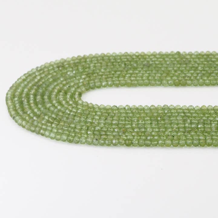 BestBeads&Beyond - Wholesale Beads - Genuine Peridot Faceted Rondelle Beads, Sku#U16831