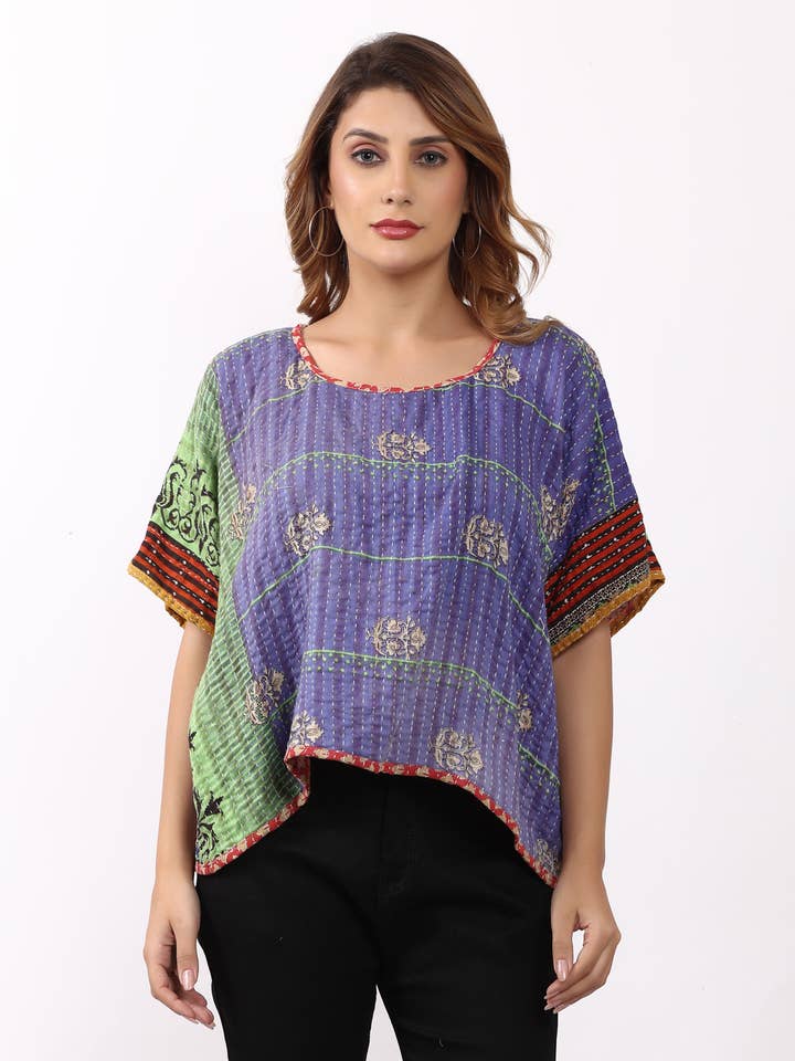 Wevez - Wholesale Blouse - Women's - Women Oversized Printed kantha Cotton Top Wholesale Mix Lot14