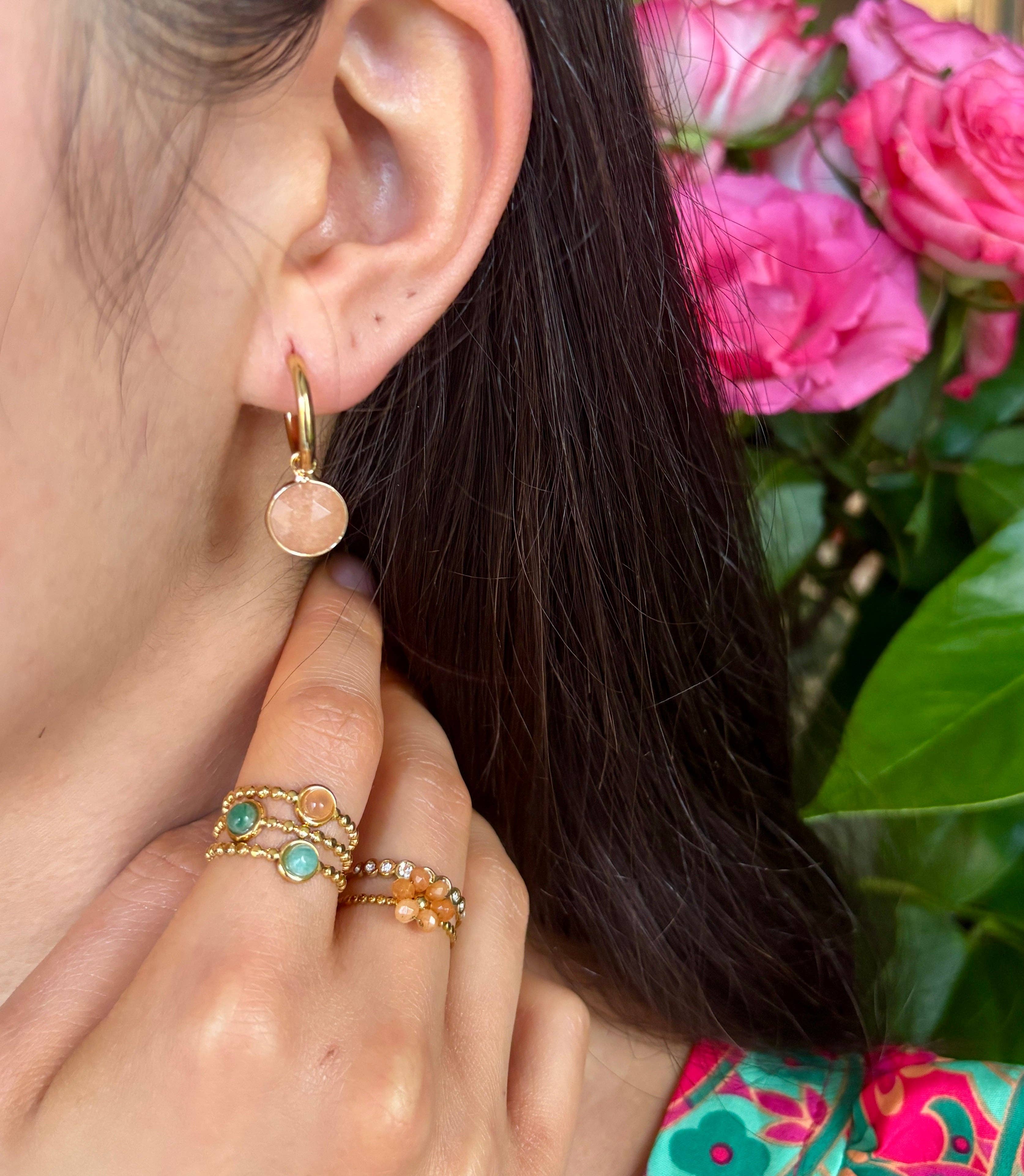 Ocean Ripples – wholesale Cocktail/statement ring – 18ct Gold Plated Natural Stone Tripple Band Ring1