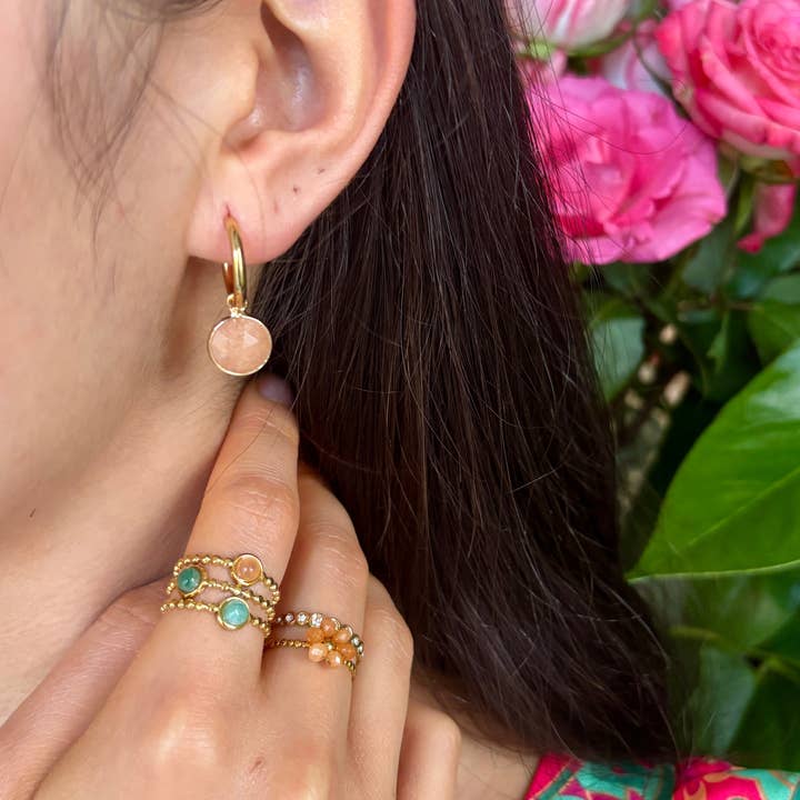 Ocean Ripples – wholesale Cocktail/statement ring – 18ct Gold Plated Natural Stone Tripple Band Ring1