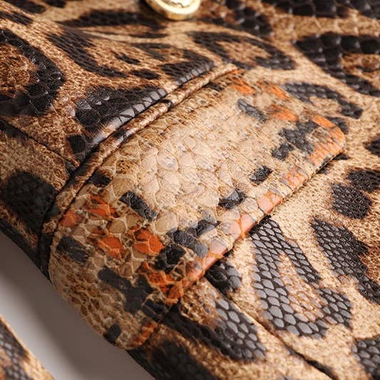 Multi-farvet BL095 Elegant Leopard Blazer: Slank, Stilfuld, Elegant for engroshandel på Faire13