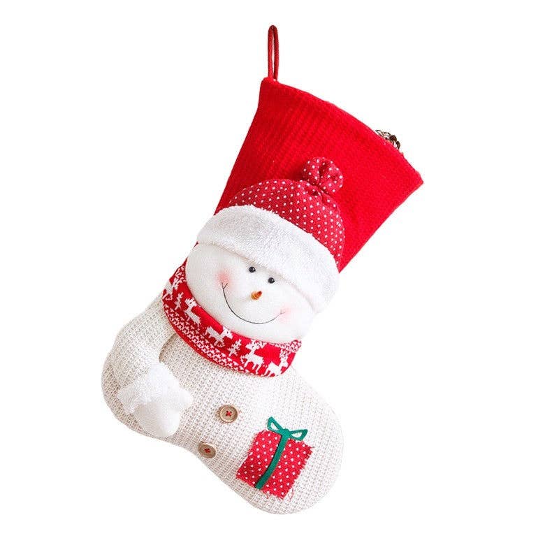 ShieldChic – wholesale Holiday Stocking – Red And White Knitted Christmas Stocking Old Man Snowman Dress Up Candy Bag Gift Bag1