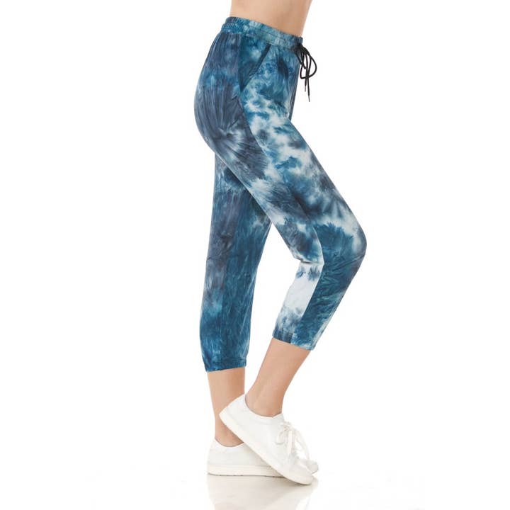 Pantalones de correr Capri con estampado suave y mantequilla con cordón para venta al por mayor de Leggings Depot