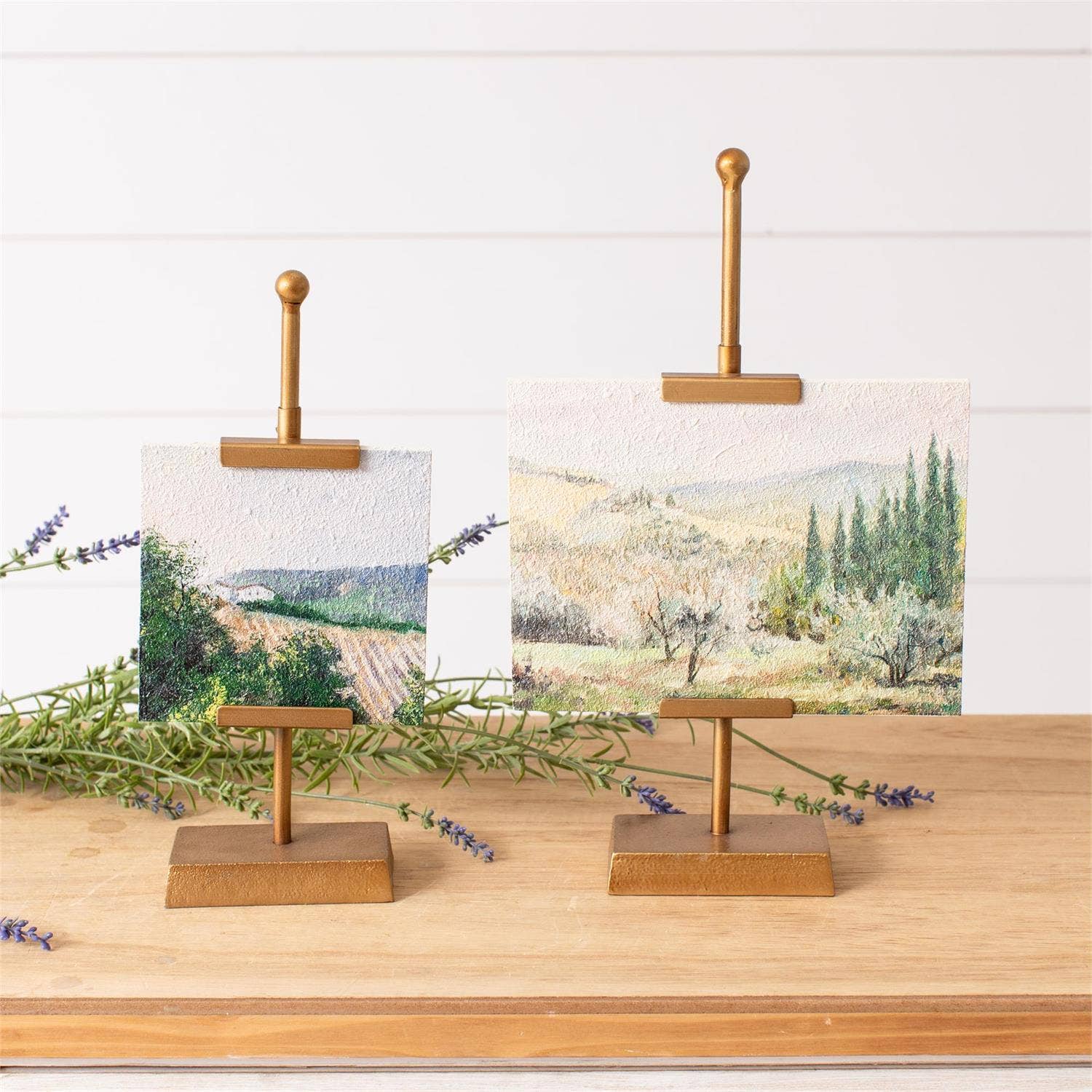 Audrey's Home & Gift - Wholesale Easel - Mini Landscape Art on Gold Easel Stands (Set Of 2)2