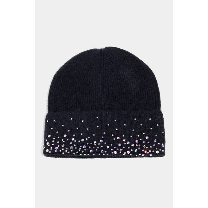 Collections by Fame Accessories - Wholesale Beanie - Women's - Sparkling Rhinestone Studded Beanie