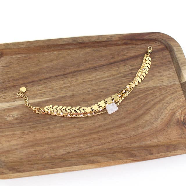 Pretty Persuasions - Wholesale Charm/Dangle Bracelet - B24046 Stone Charm Stainless Steel Multi-Chain Bracelet7