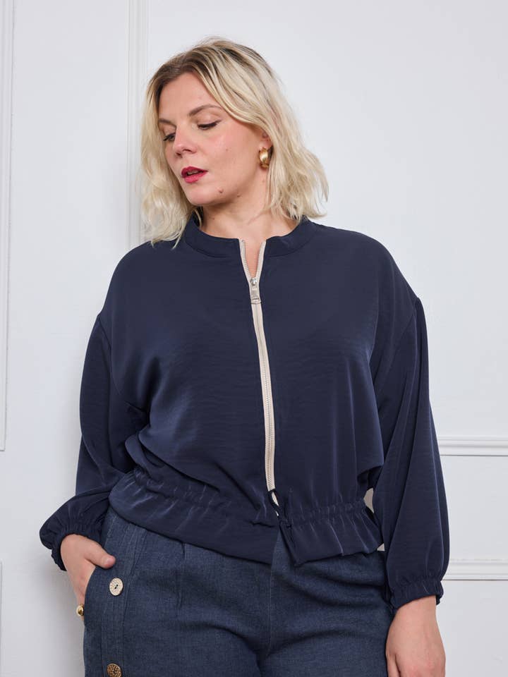 Stor Størrelse - Let lynlåsjakke - 7553-2D 2 for engroshandel hos C'MELODIE